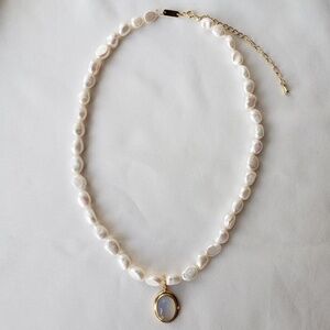 Moonstone Natural Freshwater Pearl Choker Baroque